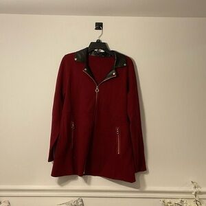 Belldini Red Leather Jacket with Black Collar